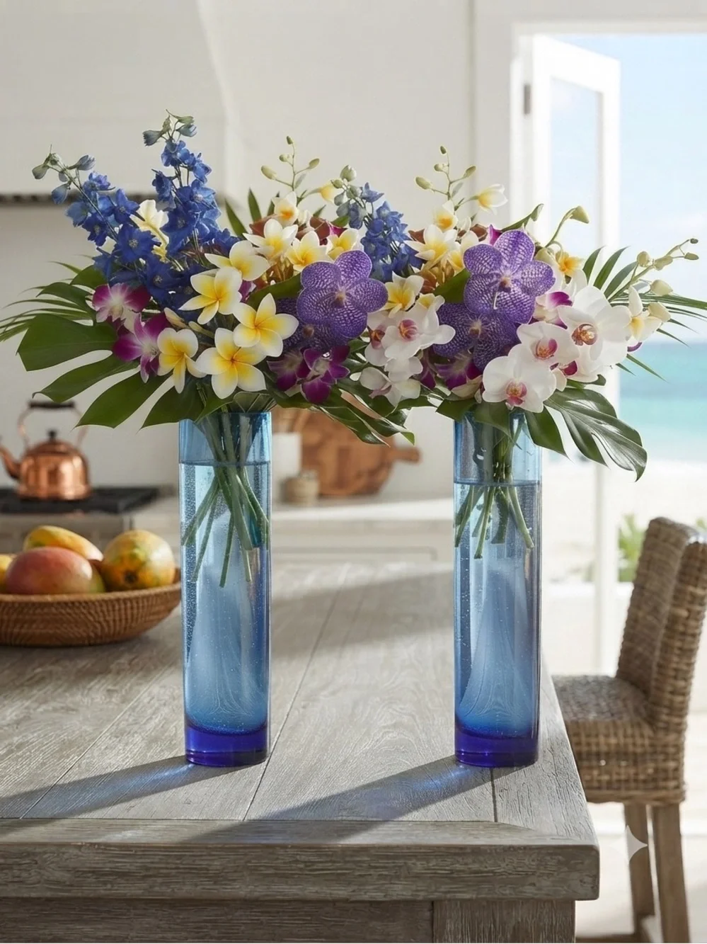 Elegant 2 Libbey Blue Glass Vases